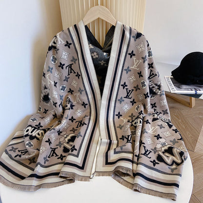 Statement Monogram Jacquard Scarf Shawl