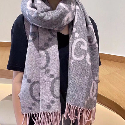 Classic Large Letter Jacquard Cashmere Scarf