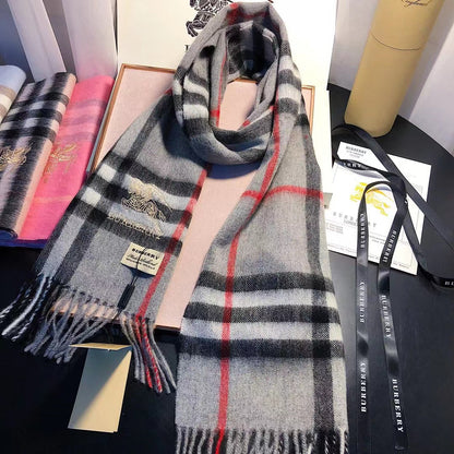 Classic Check Fringed Cashmere Scarf