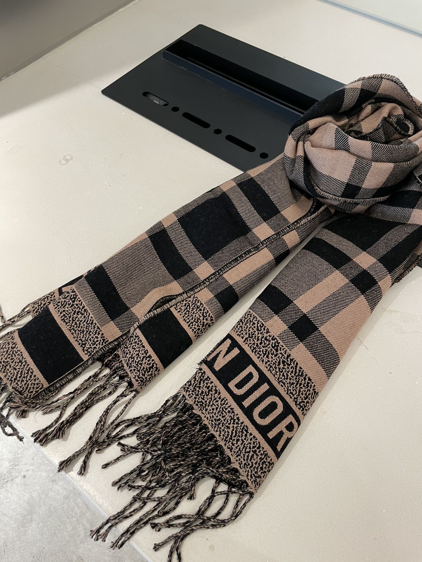 Classic Plaid Fringed Cashmere Scarf Shawl