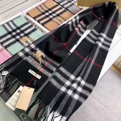 Classic Check Fringed Cashmere Scarf