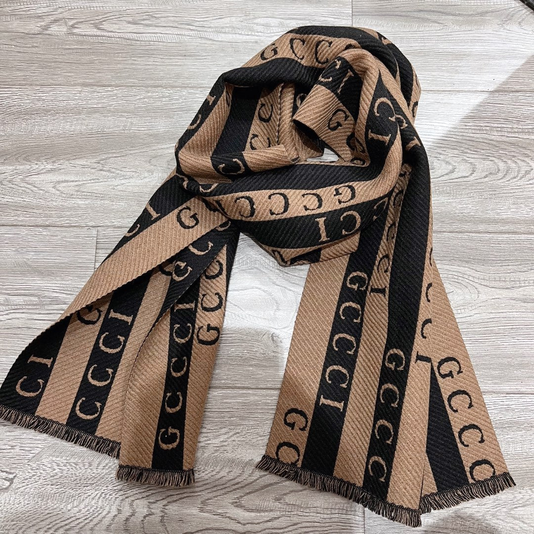 Striped Colorblock Jacquard Letter Scarf