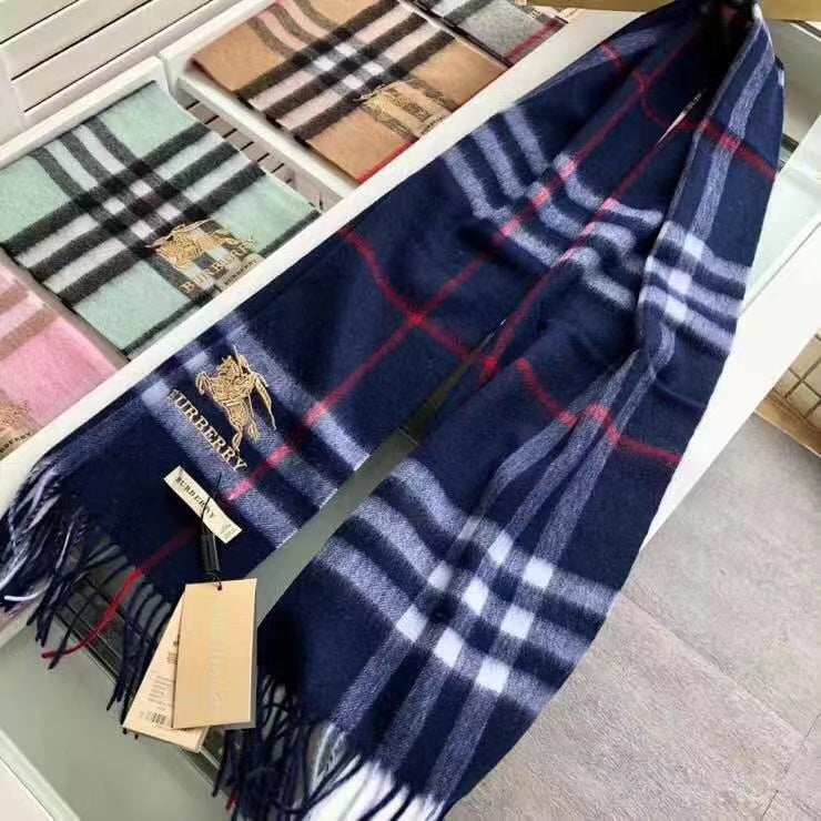 Classic Check Fringed Cashmere Scarf